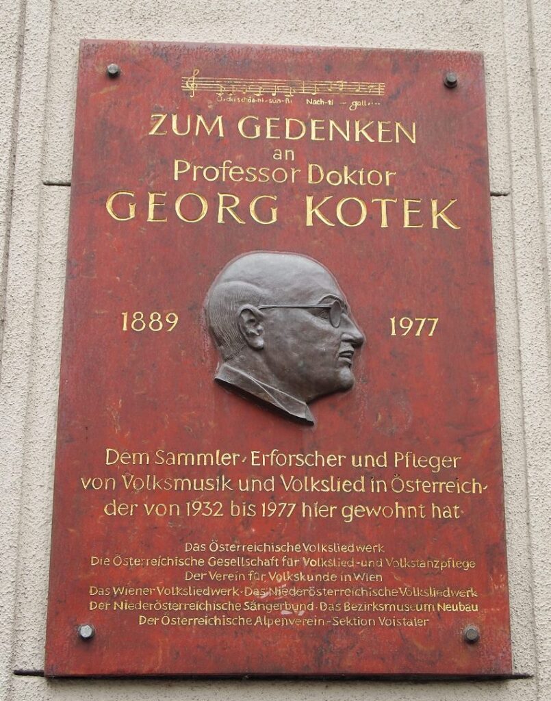 Gedenktafel für Prof. Dr. Georg Kotek in der Kirchengasse 41, 1070 Wien