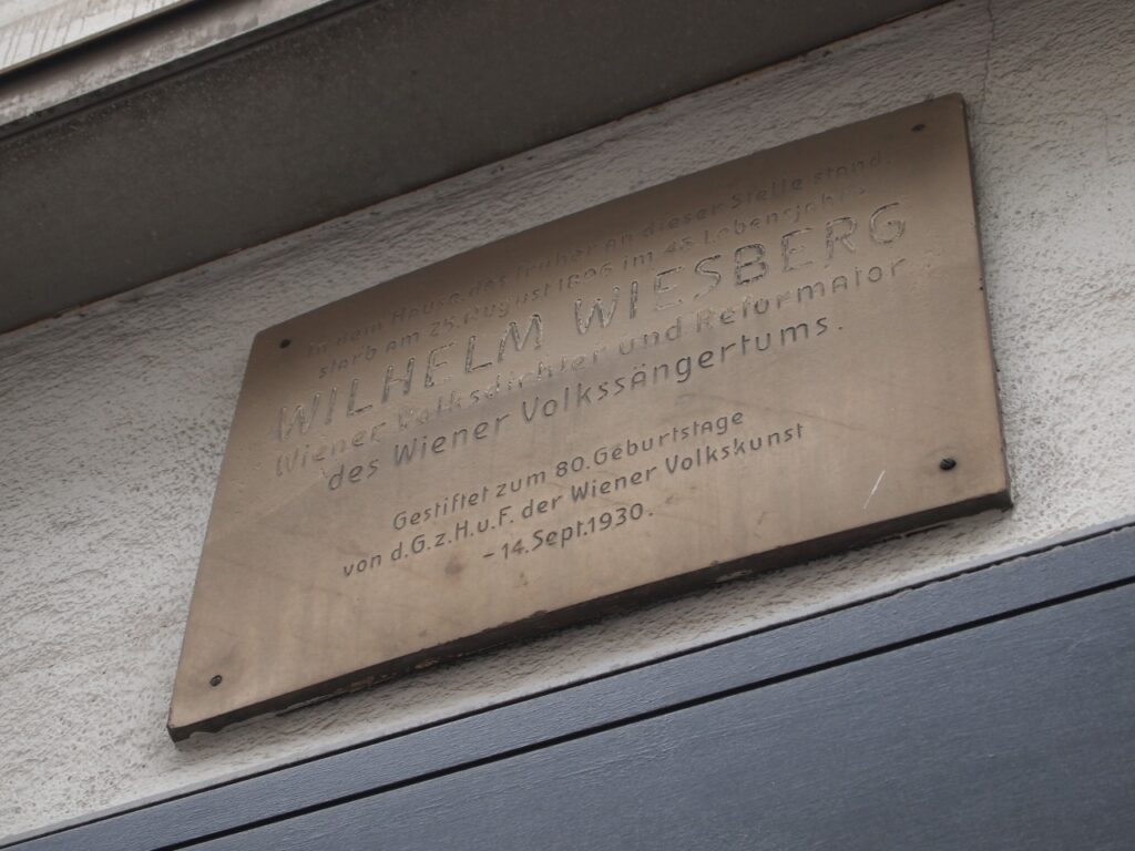Gedenktafel für Wilhelm Wiesberg in der Burggasse 94, 1070 Wien