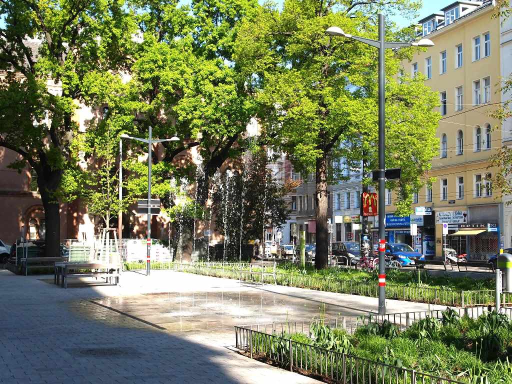 Wasserspiel am Ceija-Stojka-Platz. Foto: © Veronika Fischer
