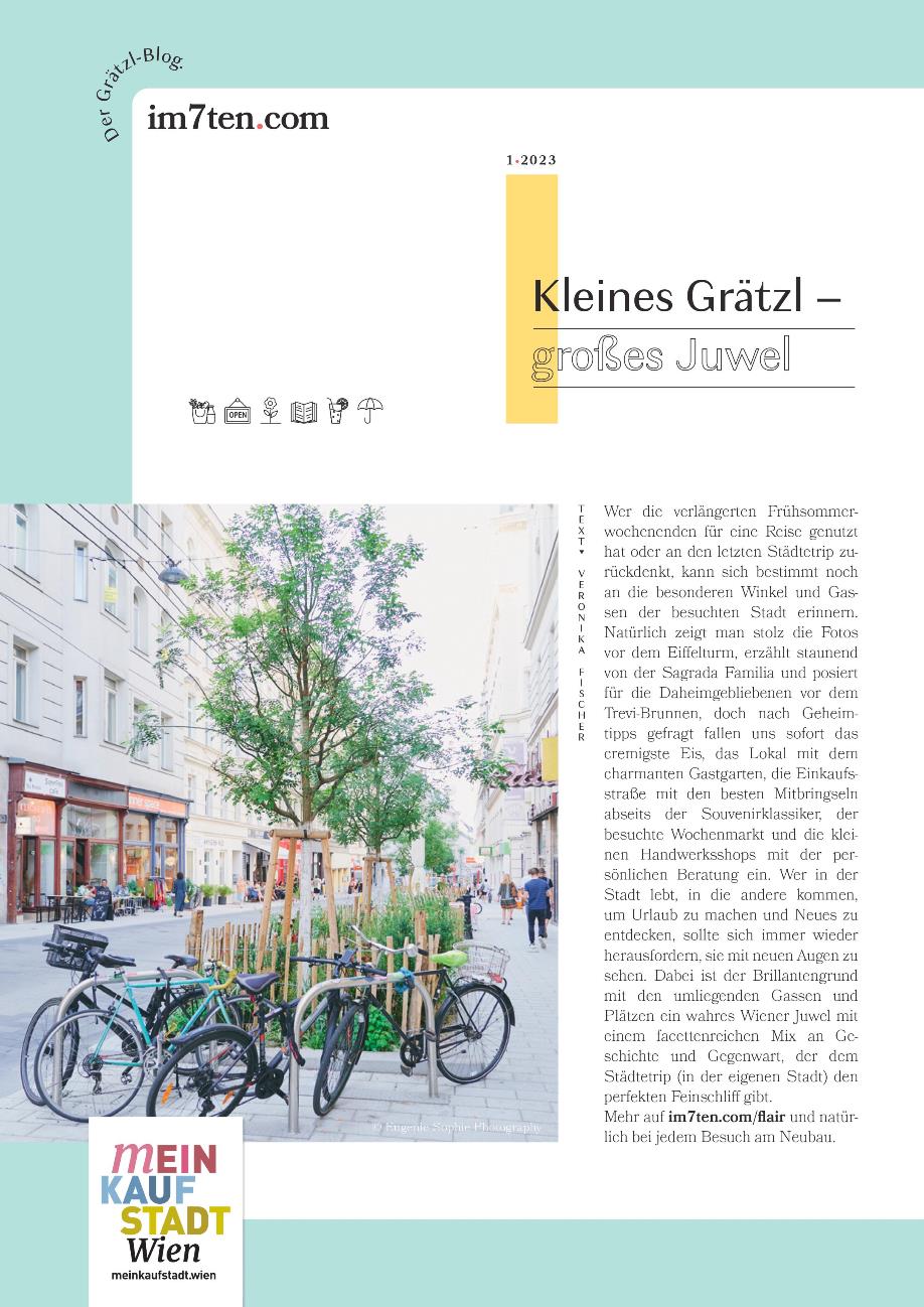 Die 7er News Juni 2023 mit dem Titel Kleines Grätzl - großes Juwel.