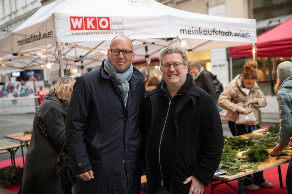 Kurt Wilhelm, Vorstand der IG der Kaufleute am Neubau, und Markus Frömmel, WKO im Bezirk © Fernanda Nigro