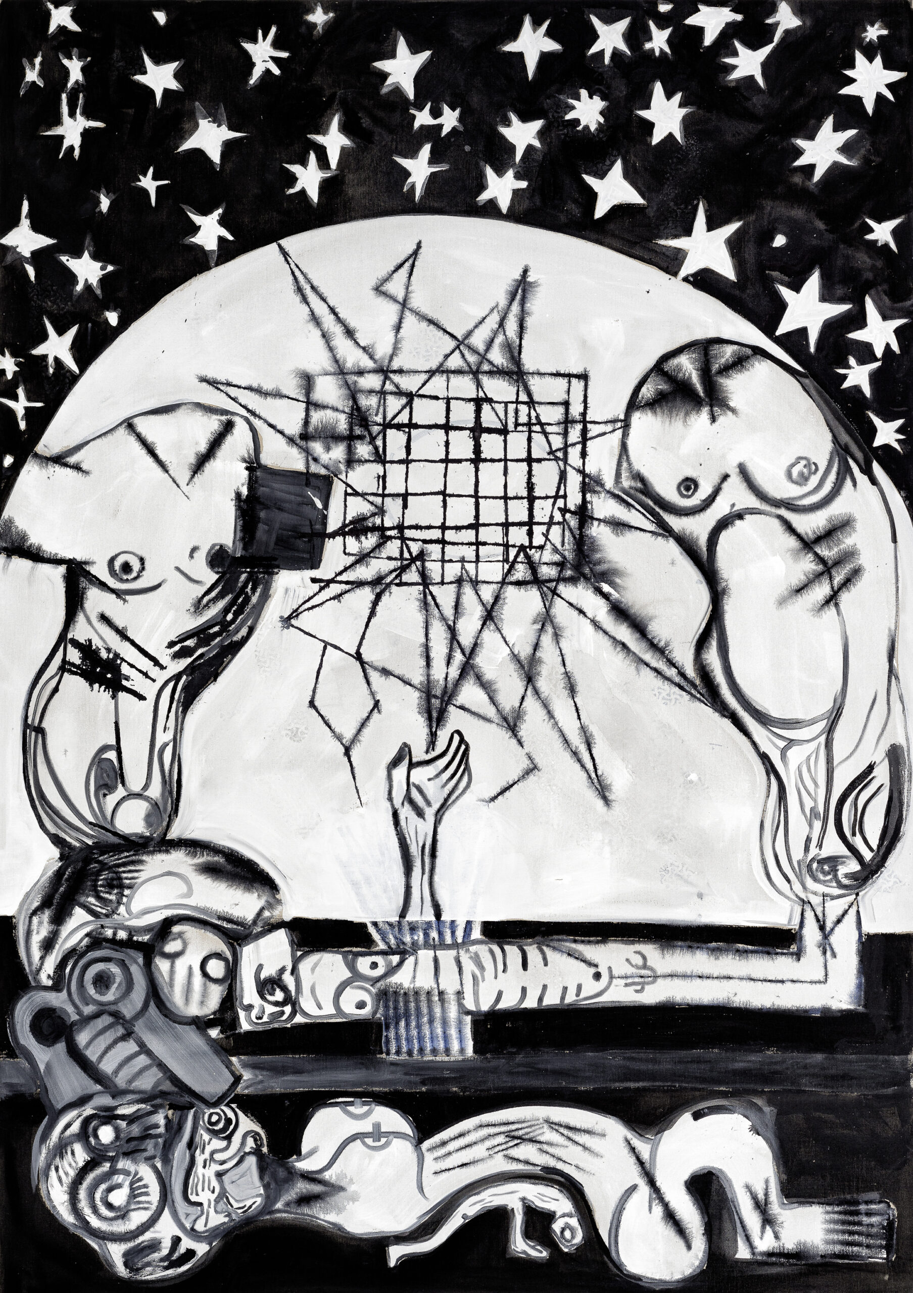 Pils Tobias Pils Night on Earth, 2018 Mischtechnik auf Leinwand 283 x 200 cm Courtesy Galerie Gisela Capitain, Köln Foto: Jorit Aust © Tobias Pils